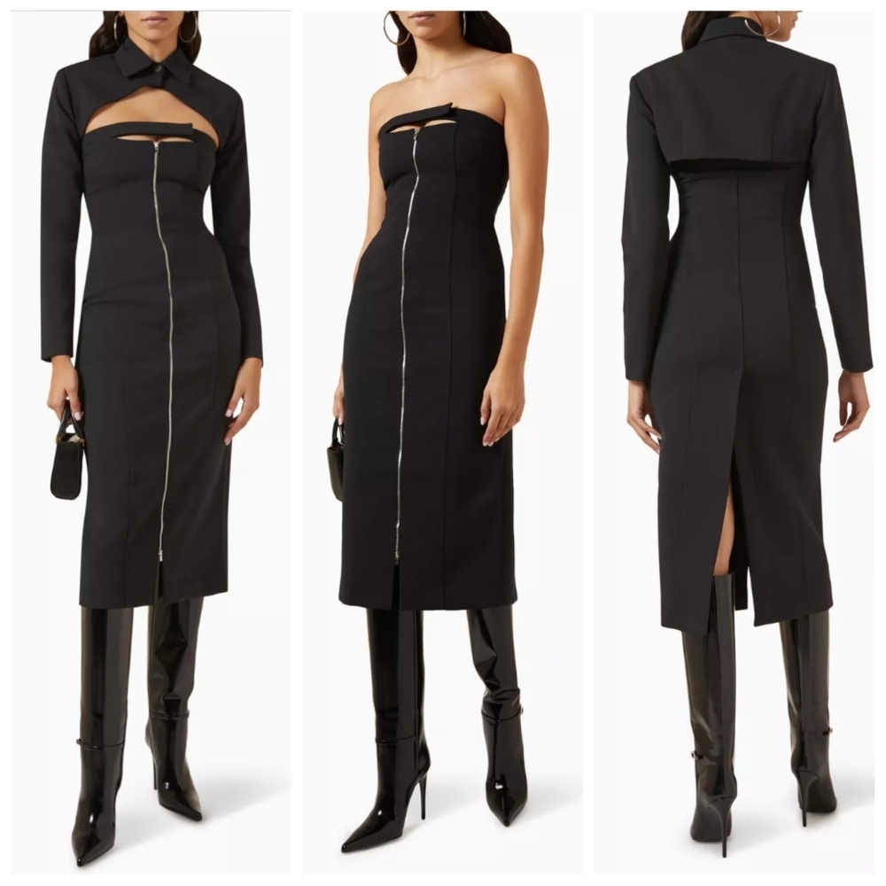 Materiel black 2-in-1 Zip dress large 8